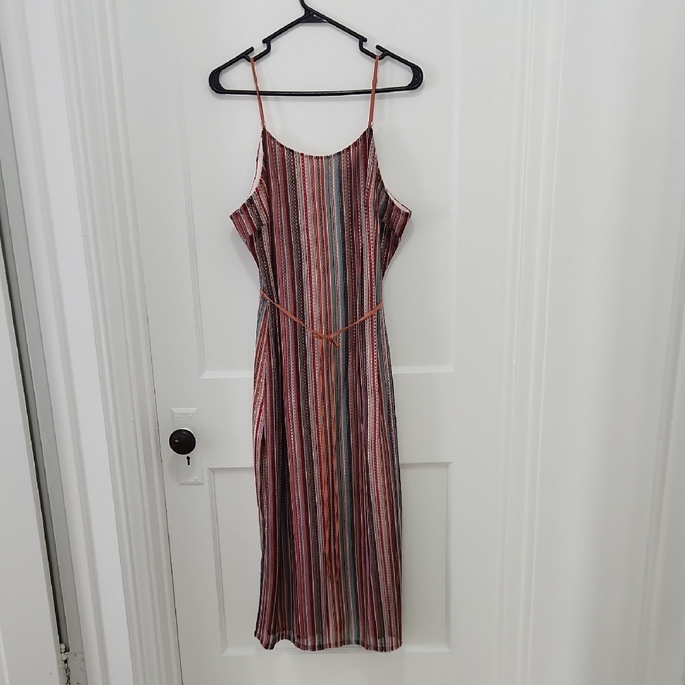 Sam Edelman Women’s Macramé Striped Spaghetti Strap Sheath Dress ‎ Size 14